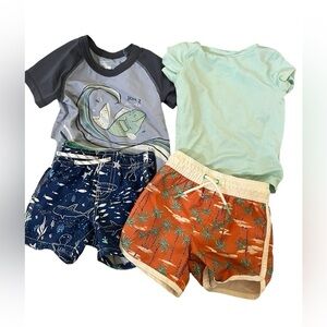 2 sets of bathing suits top and bottoms shortsleeve shorts size 12-18 months